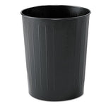 Round Wastebaskets, 6 gal, Steel, Black