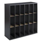 Wood Mail Sorter with Adjustable Dividers, Stackable, 18 Compartments, 33.75 x 12 x 32.75, Black