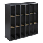 Wood Mail Sorter with Adjustle Dividers, Stackle, 18 Compartments, 33.75 x 12 x 32.75, Black
