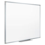 Dry Erase Board with Aluminum Frame, 72 x 48, Melamine White Surface, Silver Aluminum Frame