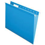 Colored Reinforced Hanging Folders, Letter Size, 1/5-Cut Tabs, Blue, 25/Box