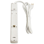 Surge Protector, 6 AC Outlets/2 USB Ports, 6 ft Cord, 1,080 J, White