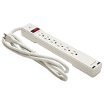 Surge Protector, 6 AC Outlets/2 USB Ports, 6 ft Cord, 1,080 J, White