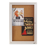 Enclosed Indoor Cork Bulletin Board with One Hinged Door, 24 x 36, Tan Surface, Silver Aluminum Frame