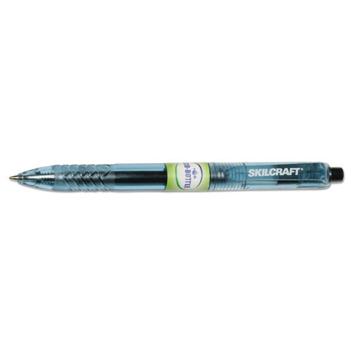 7520016580393 SKILCRAFT Eco-Bottle Gel Pen, Retractable, Medium 0.7 mm, Black Ink, Translucent Black Barrel, Dozen