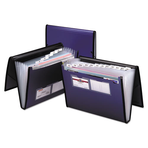 Professional Expanding Organizer, 7 Sections, Elastic Cord Closure, 1/6-Cut Tabs, Letter Size, Blue