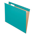 Colored Hanging Folders, Letter Size, 1/5-Cut Tabs, Aqua, 25/Box