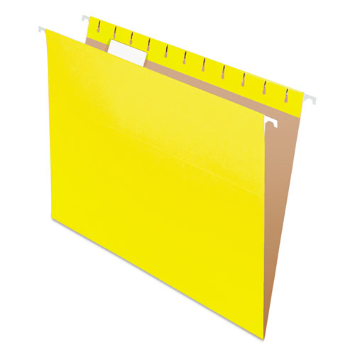 Colored Hanging Folders, Letter Size, 1/5-Cut Tabs, Yellow, 25/Box