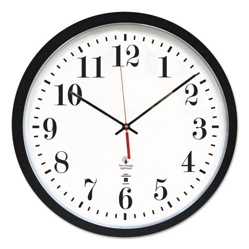 Black ATOMIC Contemporary Clock, 16.5" Overall Diameter, Black Case, 1 AA (sold separately)