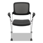 VL314 Mesh Back Nesting Chair, Supports Up to 250 lb, 19" Seat Height, Black Seat, Black Back, Silver Base