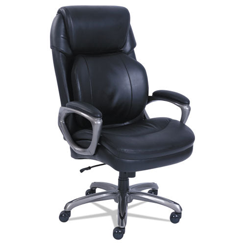 Cosset Big and Tall Executive Chair, Supports Up to 400 lb, 19" to 22" Seat Height, Black Seat/Back, Slate Base