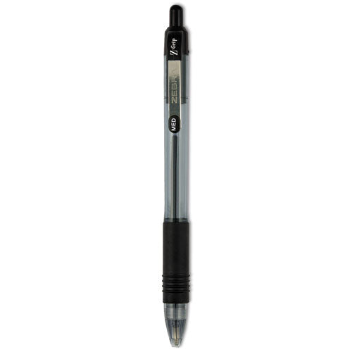 Z-Grip Ballpoint Pen, Retractable, Medium 1 mm, Black Ink, Clear/Black Barrel, 12/Pack