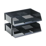 Industrial Tray Side-Load Stacking Tray Set, 2 Sections, Letter to Legal Size Files, 16.38" x 11.13" x 3.5", Black, 2/Pack