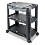 3-in-1 Cart/Stand, Plastic, 3 Shelves, 1 Drawer, 100 lb Capacity, 21.63" x 13.75" x 24.75", Black/Gray