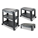 3-in-1 Cart/Stand, Plastic, 3 Shelves, 1 Drawer, 100 lb Capacity, 21.63" x 13.75" x 24.75", Black/Gray