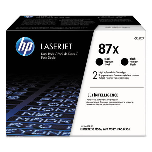 HP 87X, (CF287X-D) 2-Pack High-Yield Black Original LaserJet Toner Cartridges