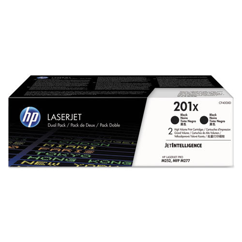 HP 201X, (CF400X-D) 2-Pack High-Yield Black Original LaserJet Toner Cartridges