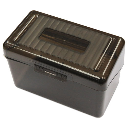 Plastic Index Card Boxes, Holds 400 4 x 6 Cards, 6.78 x 4.25 x 4.5, Translucent Black