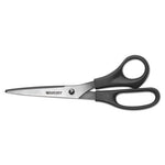 All Purpose Stainless Steel Scissors, 8" Long, 3.5" Cut Length, Black Straight Handle