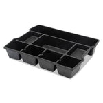 High Capacity Drawer Organizer, Eight Compartments, 14.88 x 11.88 x 2.5, Plastic, Black