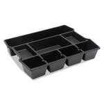 High Capacity Drawer Organizer, Eight Compartments, 14.88 x 11.88 x 2.5, Plastic, Black