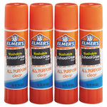 Washable School Glue Sticks, 0.24 oz, Applies and Dries Clear, 4/Pack