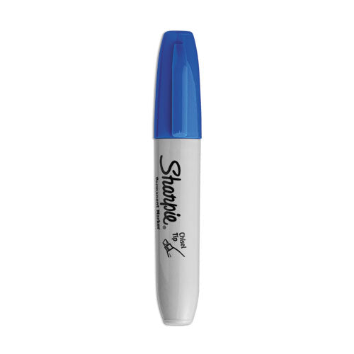 Chisel Tip Permanent Marker, Medium Chisel Tip, Blue, Dozen