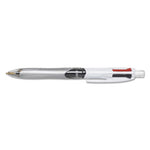 4-Color 3 + 1 Multi-Color Ballpoint Pen/Pencil, Retractable, 1 mm Pen/0.7 mm Pencil, Black/Blue/Red Ink, Gray/White Barrel