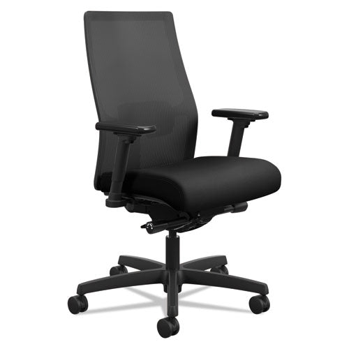 Ignition 2.0 4-Way Stretch Mid-Back Mesh Task Chair, Adjustable Lumbar Support, Black Seat/Back, Black Base