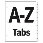 Table 'n Tabs Dividers, 26-Tab, A to Z, 11 x 8.5, White, White Tabs, 1 Set