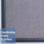 Contour Fabric Bulletin Board, 48 x 36, Light Blue Surface, Navy Blue Plastic Frame