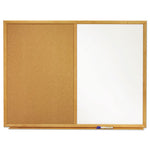 Bulletin/Dry-Erase Board, Melamine/Cork, 36 x 24, Brown/White Surface, Oak Finish Frame