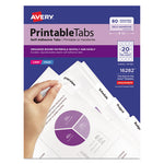 Printable Plastic Tabs with Repositionable Adhesive, 1/5-Cut, White, 1.75" Wide, 80/Pack