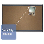 Prestige Colored Cork Bulletin Board, 36 x 24, Brown Surface, Graphite Gray Fiberboard/Plastic Frame