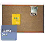 Prestige Colored Cork Bulletin Board, 36 x 24, Brown Surface, Light Cherry Fiberboard/Plastic Frame