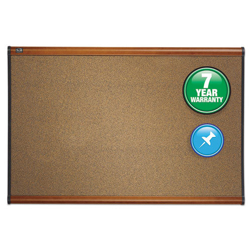 Prestige Colored Cork Bulletin Board, 72 x 48, Brown Surface, Light Cherry Fiberboard/Plastic Frame