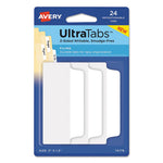 Ultra Tabs Repositionable Tabs, Wide and Slim: 3" x 1.5", 1/3-Cut, White, 24/Pack