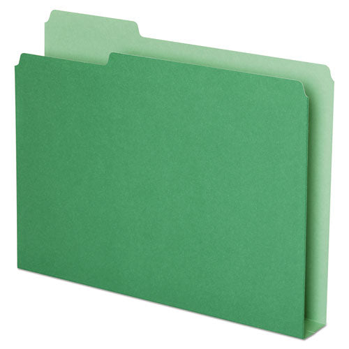 Double Stuff File Folders, 1/3-Cut Tabs: Assorted, Letter Size, 1.5" Expansion, Green, 50/Pack