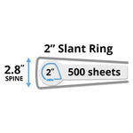 Durable View Binder with DuraHinge and Slant Rings, 3 Rings, 2" Capacity, 11 x 8.5, White, 4/Pack