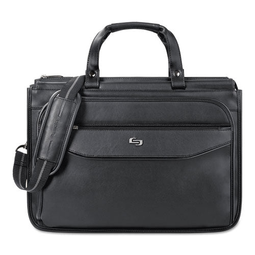 Harrison Briefcase, Fits Devices Up to 15.6", Vinyl, 16.75 x 7.75 x 12, Black