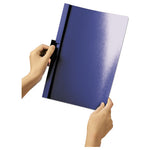 DuraClip Report Cover with Clip Fastener, 8.5 x 11, Clear/Navy, 25/Box