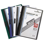 DuraClip Report Cover, Clip Fastener, 8.5 x 11, Clear/Dark Blue, 25/Box