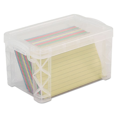 Super Stacker Storage Boxes, Holds 400 3 x 5 Cards, 6.25 x 3.88 x 3.5, Plastic, Clear