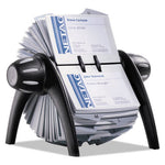 VISIFIX Flip Rotary Business Card File, Holds 400 2.88 x 4.13 Cards, 8.75 x 7.13 x 8.06, Plastic, Black/Silver