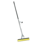 SKILCRAFT Industrial Steel Mop, 12" Wide Yellow Cellulose Head, 52" Sliver Steel Handle