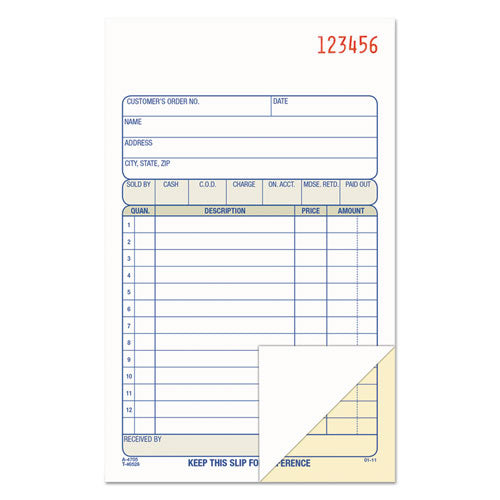 2-Part Sales Book, 12 Lines, Two-Part Carbon, 6.69 x 4.19, 50 Forms Total