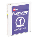 Economy View Binder with Round Rings , 3 Rings, 1" Capacity, 8.5 x 5.5, White, (5806)