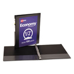 Economy View Binder with Round Rings , 3 Rings, 0.5" Capacity, 11 x 8.5, Black, (5705)