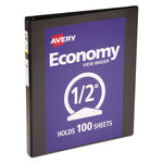 Economy View Binder with Round Rings , 3 Rings, 0.5" Capacity, 11 x 8.5, Black, (5705)