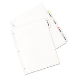 Big Tab Printable White Label Tab Dividers, 5-Tab, 11 x 8.5, White, 20 Sets